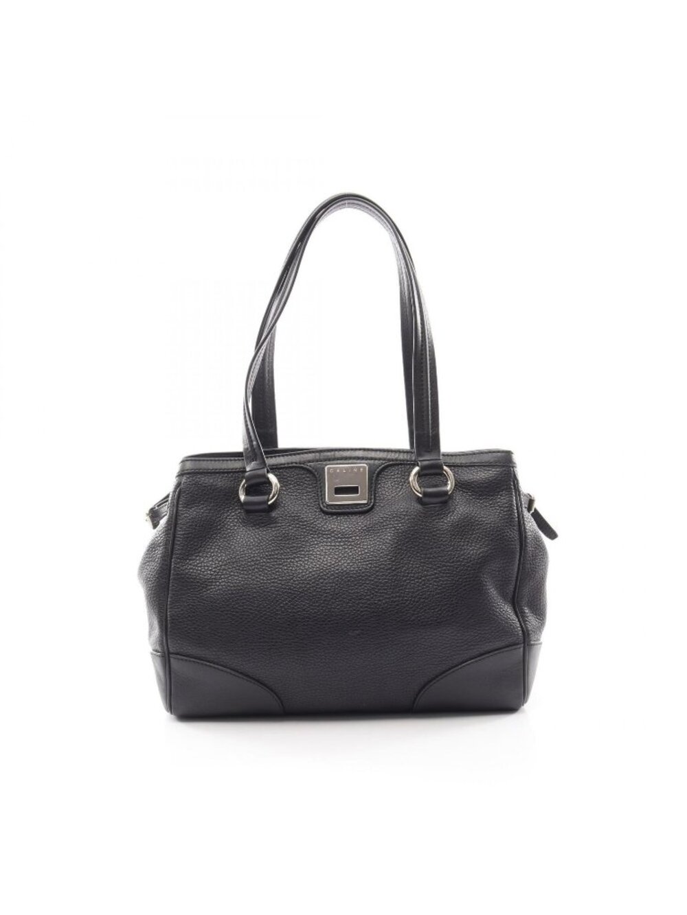 Celine Tote Logo Black Leather Shoulder Bag